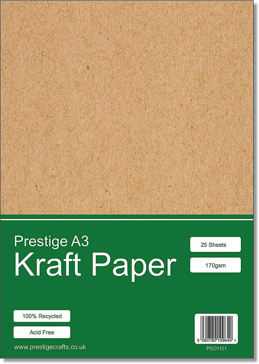 Prestige Kraft Card A3 Recycled 170gsm - 25 Sheets — smooth