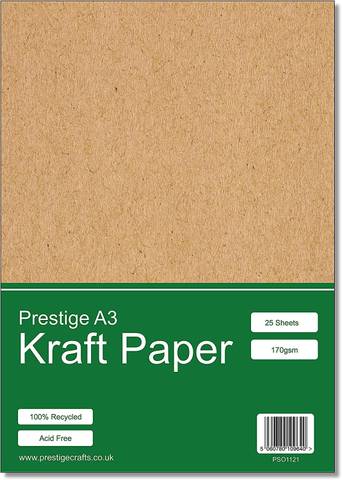Prestige Kraft Card A3 Recycled 170gsm - 25 Sheets