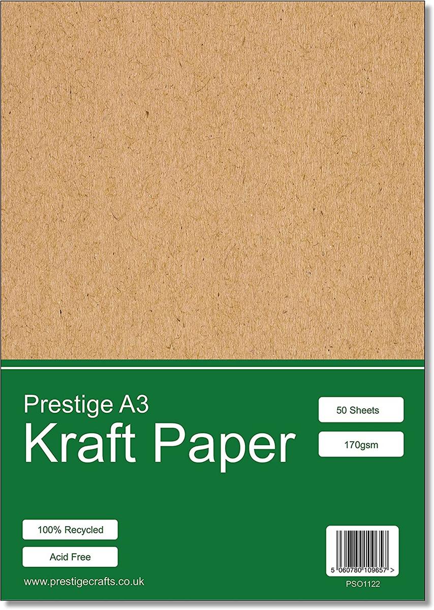 Prestige Kraft Card A3 Recycled 170gsm - 50 Sheets — smooth