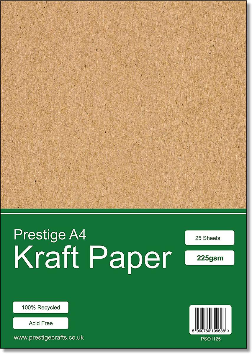 Prestige Kraft Card A4 Recycled 225gsm - 25 Sheets — smooth