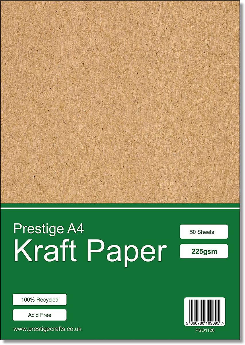 Prestige Kraft Card A4 Recycled 225gsm - 50 Sheets — smooth