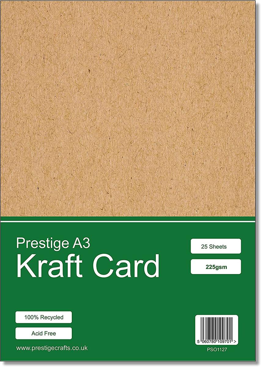 Prestige Kraft Card A3 Recycled 225gsm - 25 Sheets — smooth