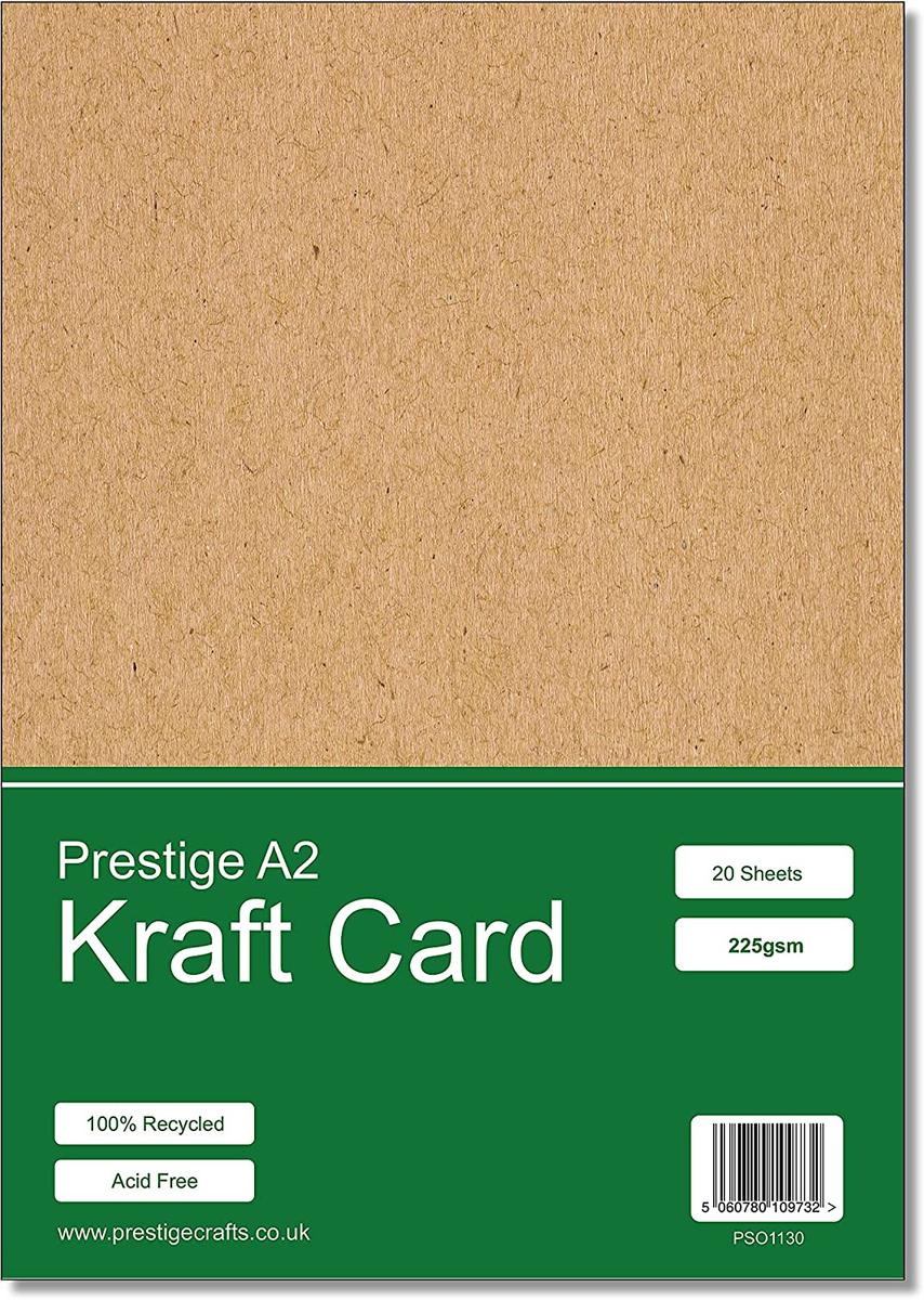 Prestige Kraft Card A2 Recycled 225gsm - 20 Sheets — smooth