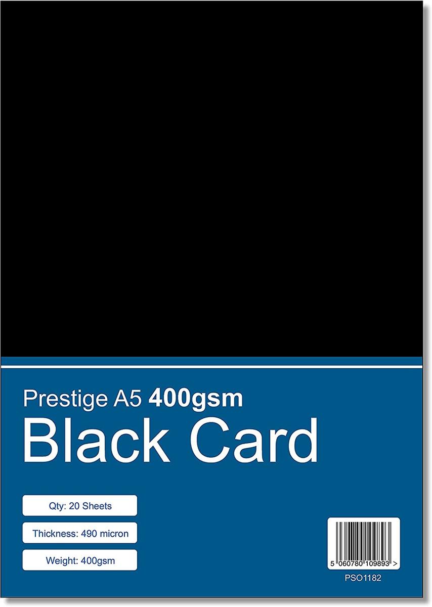 A5 Black 400gsm Thick Craft Card - 20 Sheets — smooth