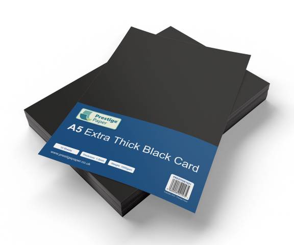 Black Card A5 Extra Thick 1000gsm - 1.5mm - 10 Sheets