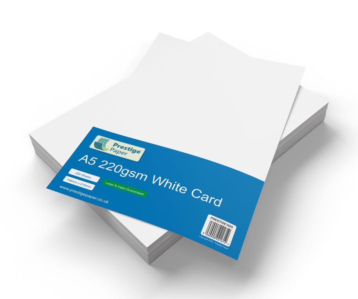 Prestige A5 220gsm White Card - 250 Sheets — smooth