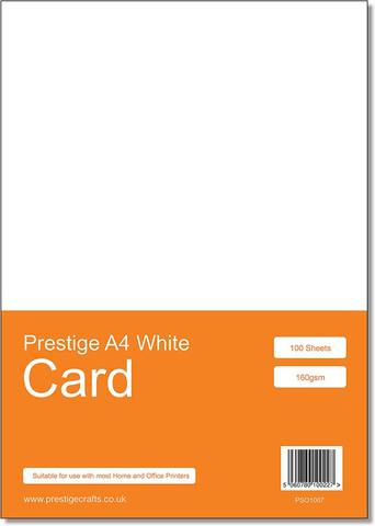 Prestige 160gsm White Card - Printer/Printing Card - A4 Craft Card - 100 Sheets per Pack