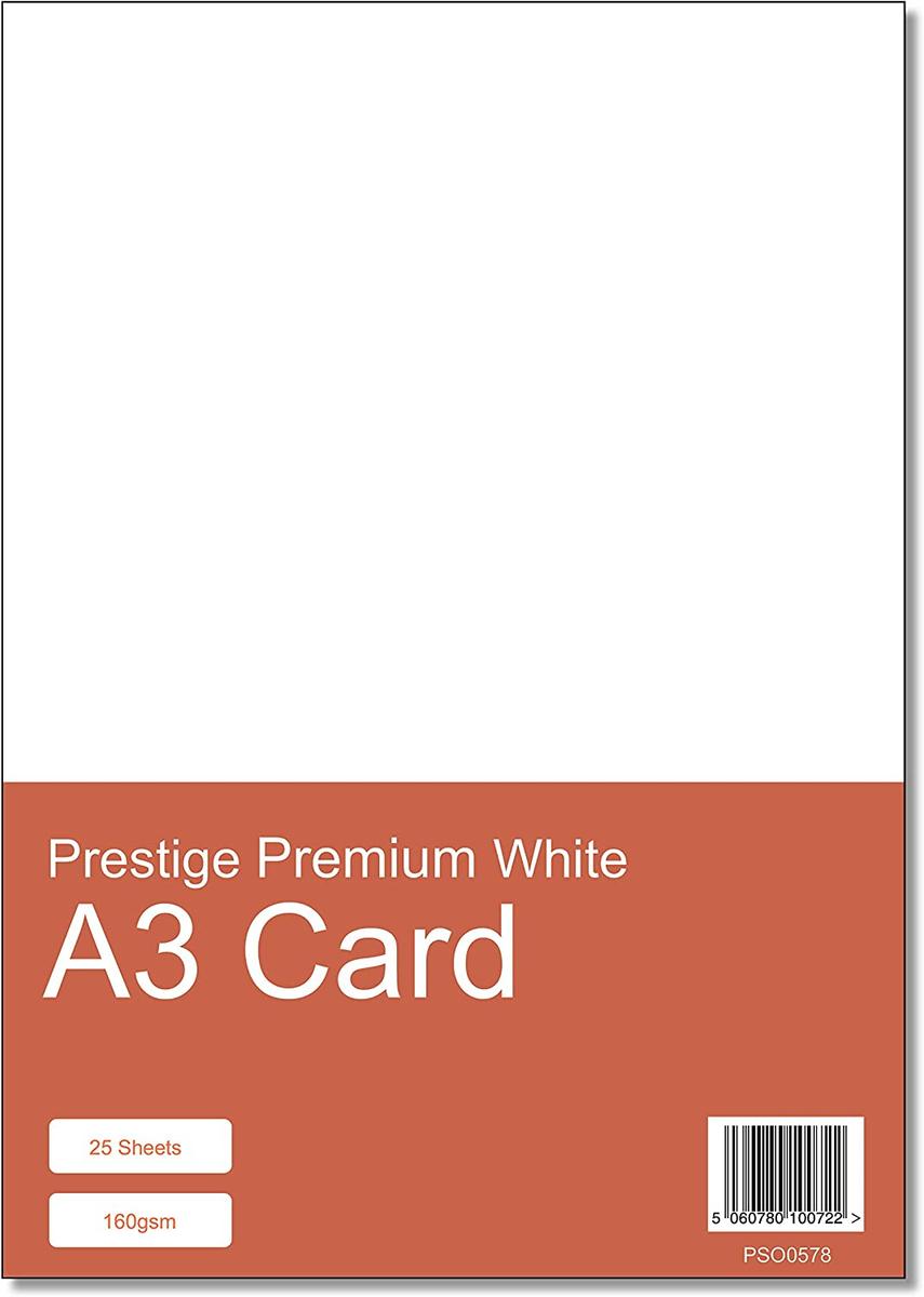Prestige A3 160gsm White Card Pack - 25 Sheets — smooth