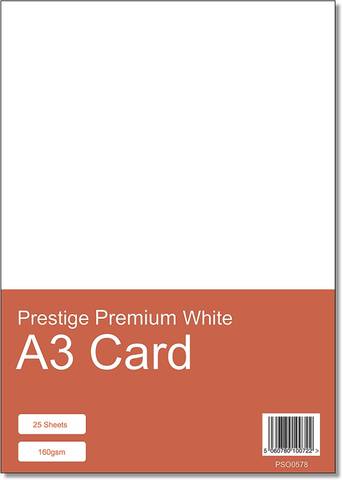Prestige A3 160gsm White Card Pack - 25 Sheets