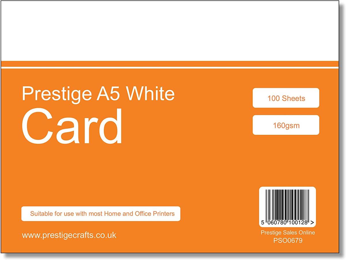 Prestige 160gsm A4 White Laser/Inkjet/Craft Card - 100 Sheets — smooth