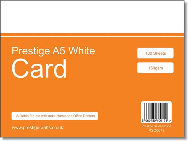 Prestige 160gsm A4 White Laser/Inkjet/Craft Card - 100 Sheets
