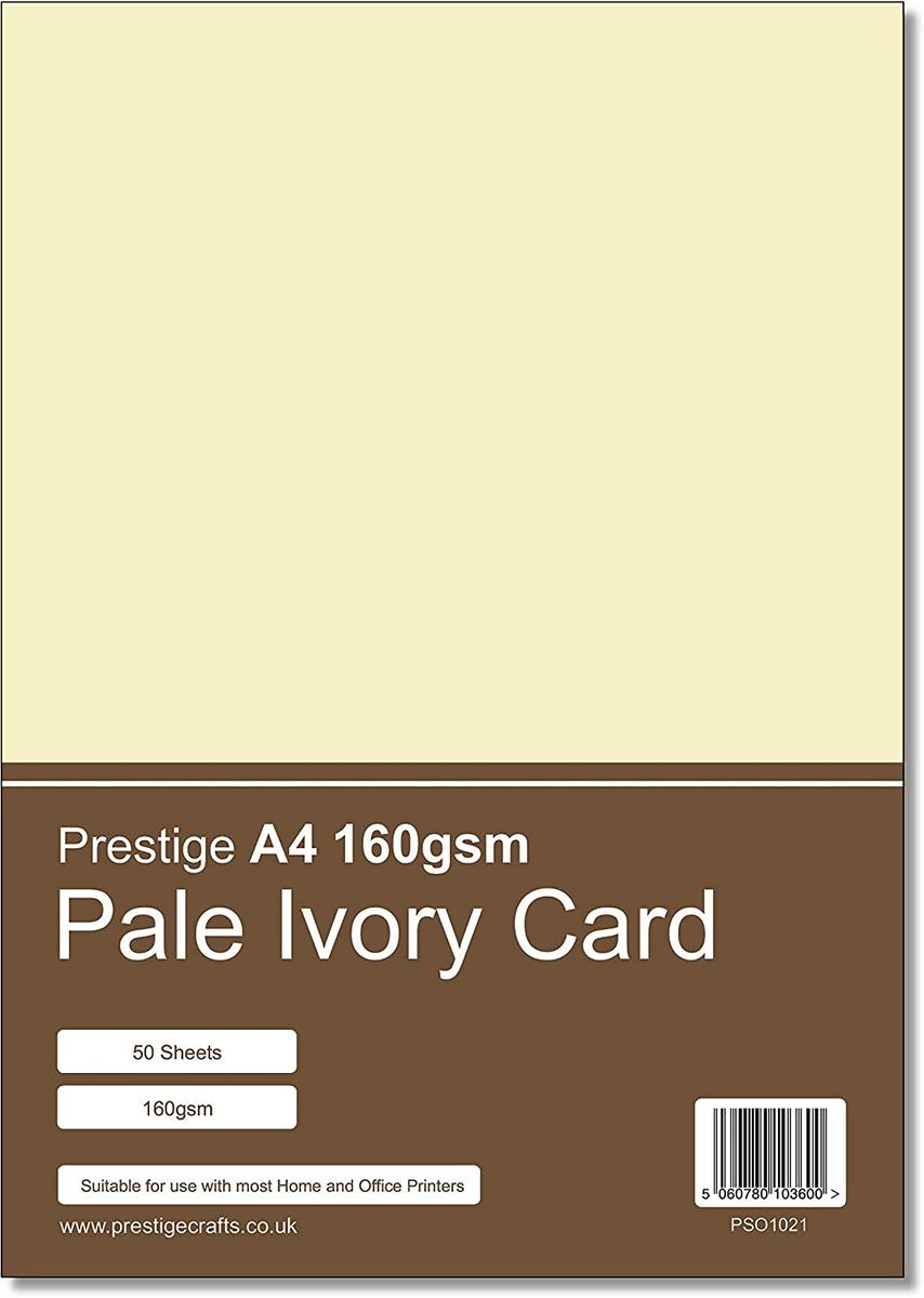 Prestige A4 160gsm Pale Ivory Card - 50 Sheets per Pack — smooth