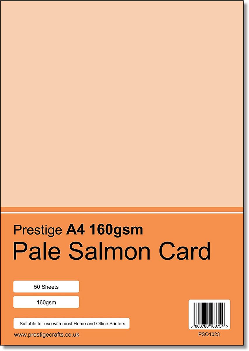Prestige A4 160gsm Pale Salmon Card - 50 Sheets per Pack — smooth
