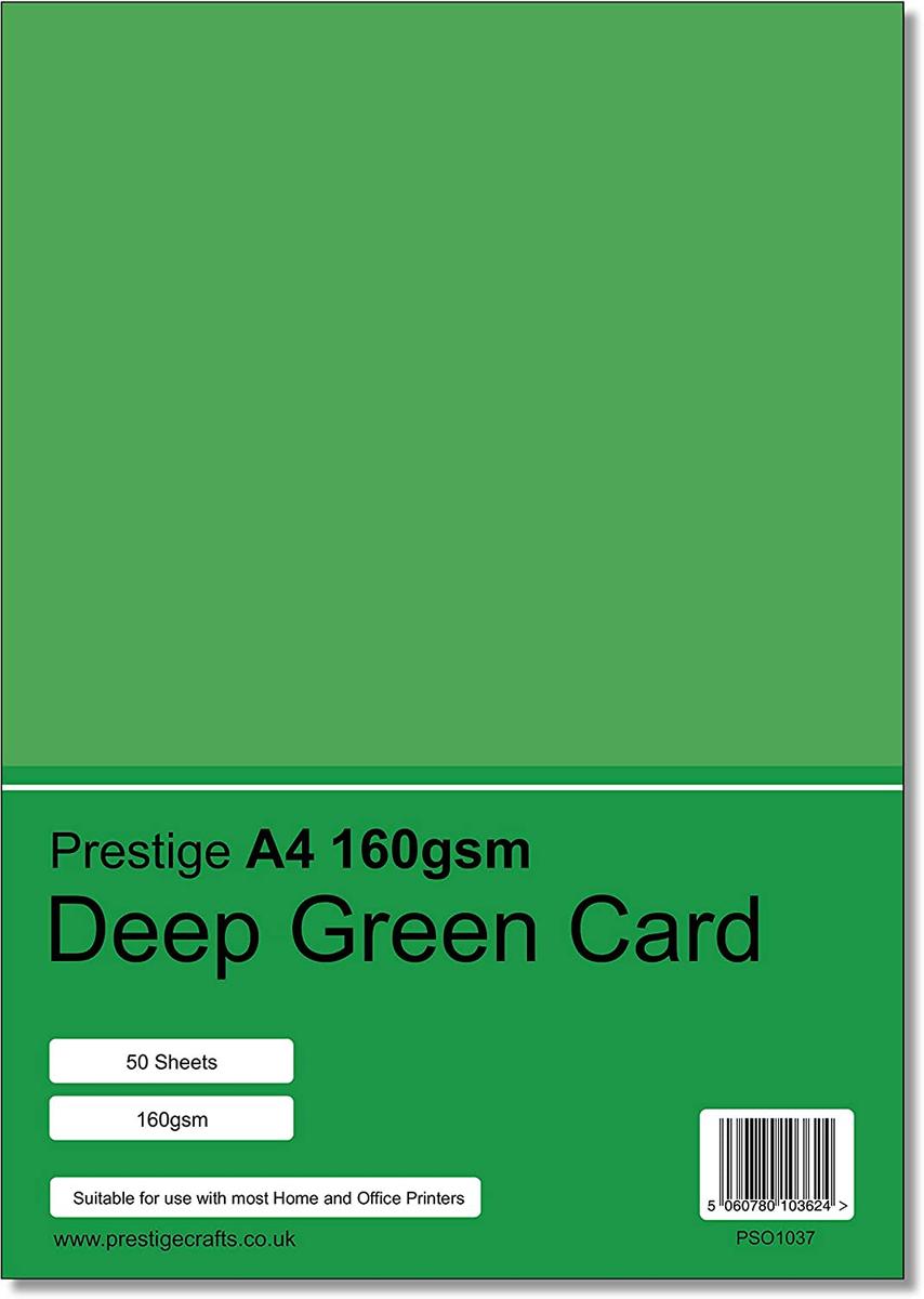 Prestige A4 160gsm Deep Green Card - 50 Sheets per Pack — smooth