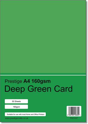 Prestige A4 160gsm Deep Green Card - 50 Sheets per Pack
