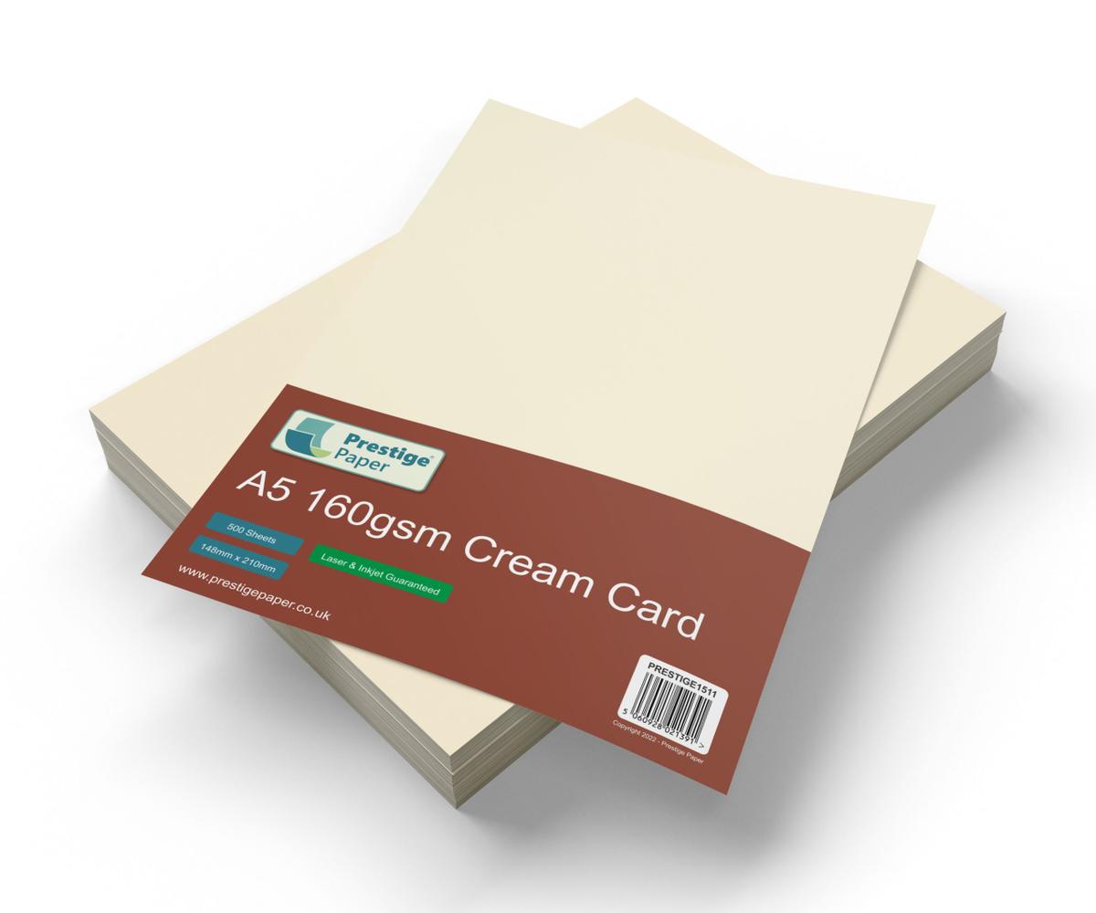 A5 Cream/Ivory Card, 160gsm - 500 Sheets — smooth