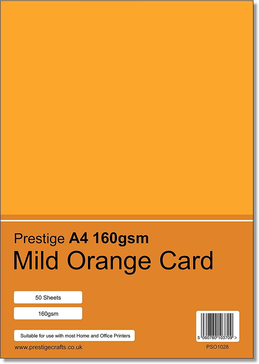 Prestige A4 160gsm Mild Orange Card - 50 Sheets per Pack — smooth