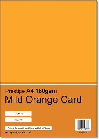 Prestige A4 160gsm Mild Orange Card - 50 Sheets per Pack