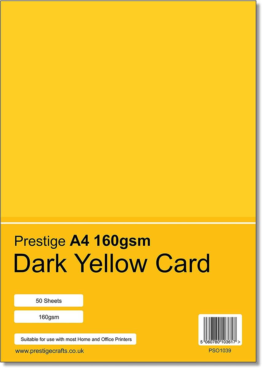 Prestige A4 160gsm Dark Yellow Card - 50 Sheets per Pack — smooth