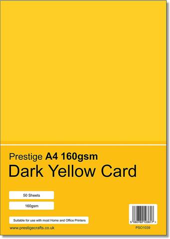Prestige A4 160gsm Dark Yellow Card - 50 Sheets per Pack