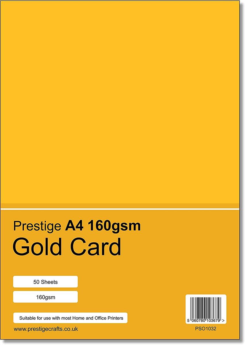 Prestige A4 160gsm Gold Card - 50 Sheets per Pack — smooth