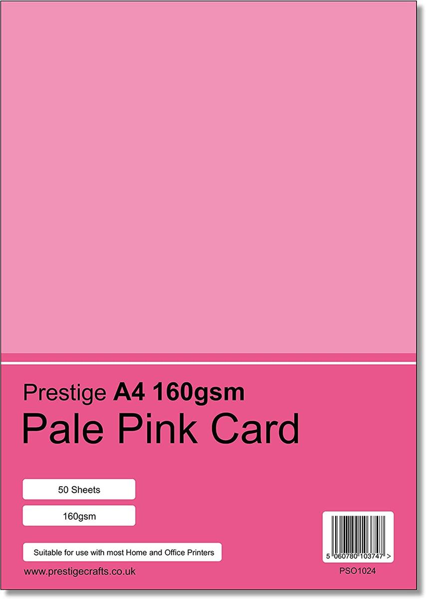 Prestige A4 160gsm Pale Pink Card - 50 Sheets per Pack — smooth