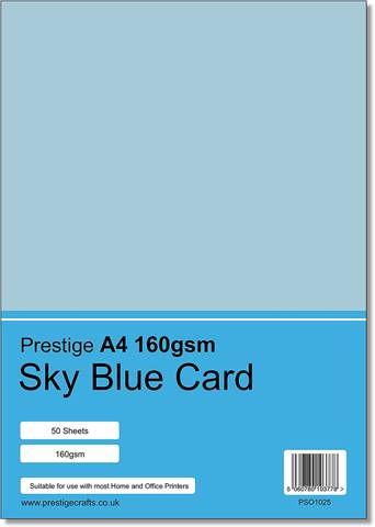 Prestige A4 160gsm Sky Blue Card - 50 Sheets per Pack