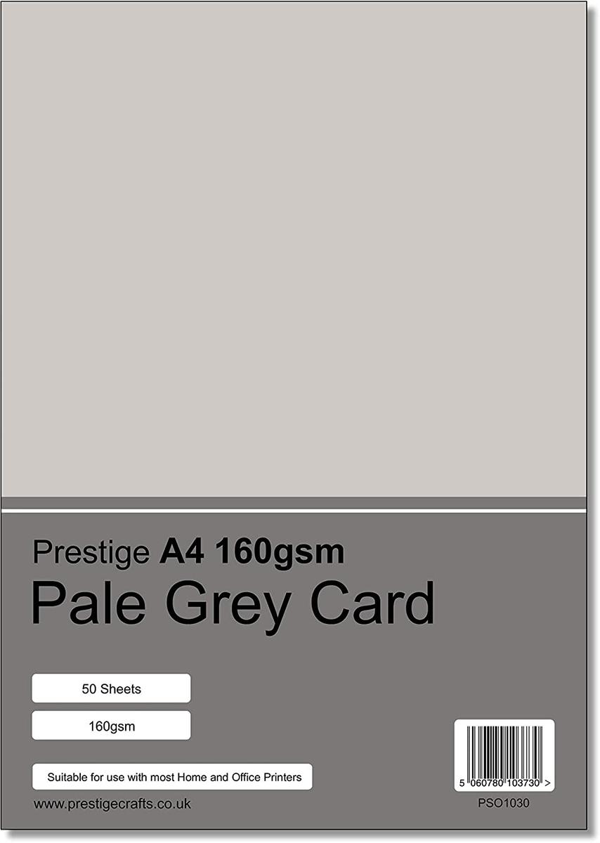 Prestige A4 160gsm Pale Grey Card - 50 Sheets per Pack — smooth