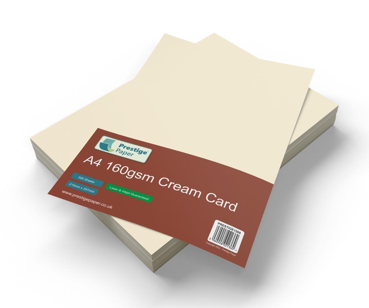 A4 Cream/Ivory Card, 160gsm - 500 Sheets — smooth