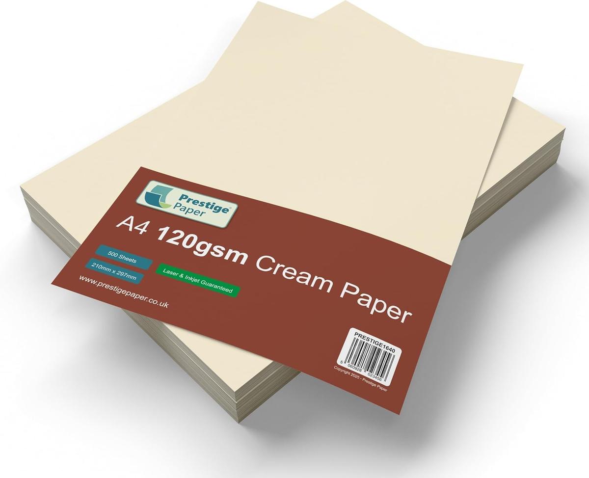 Prestige A4 Cream Coloured Paper Pack - 120gsm - 500 Sheets — smooth