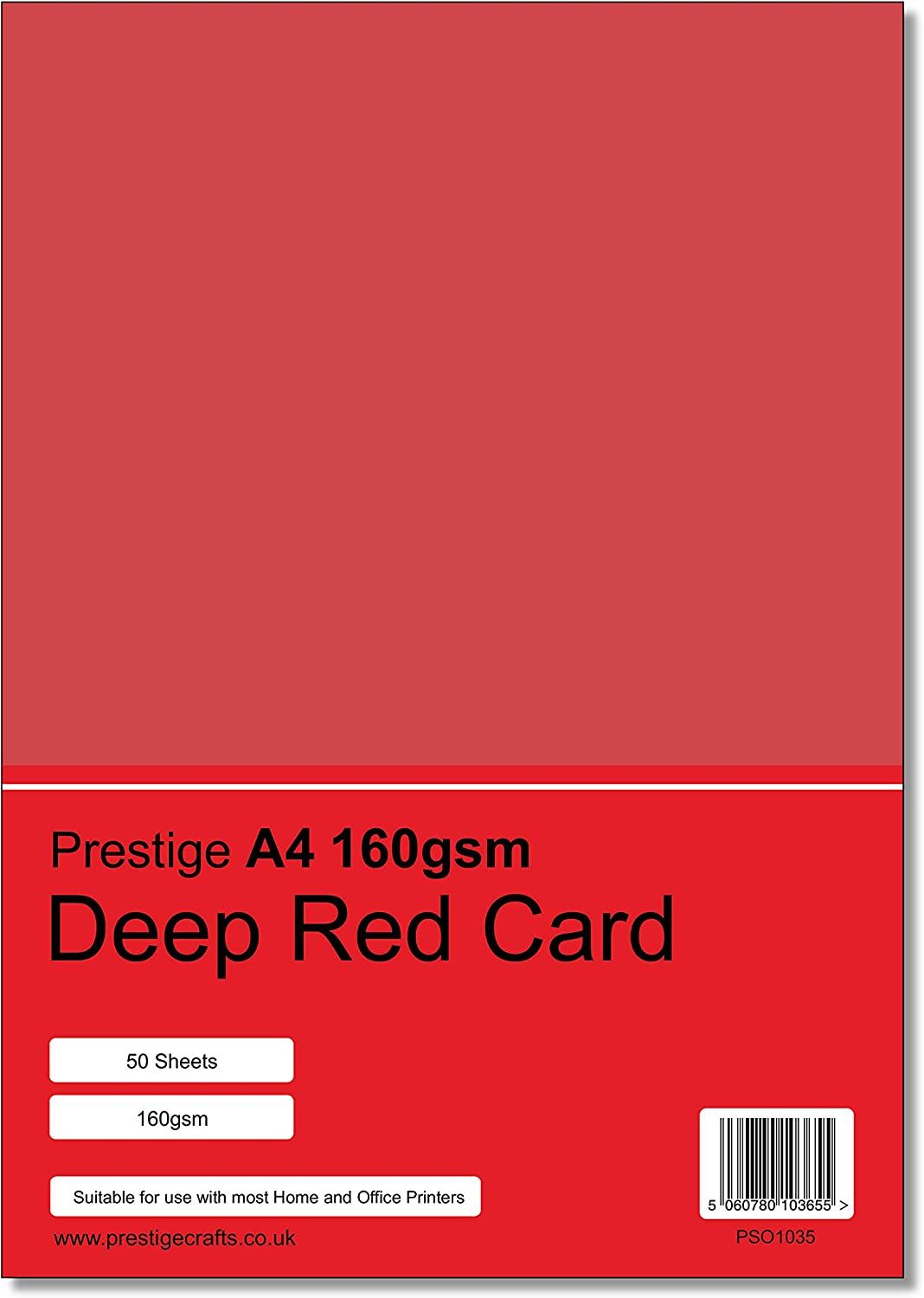 Prestige A4 160gsm Deep Red Card - 50 Sheets per Pack