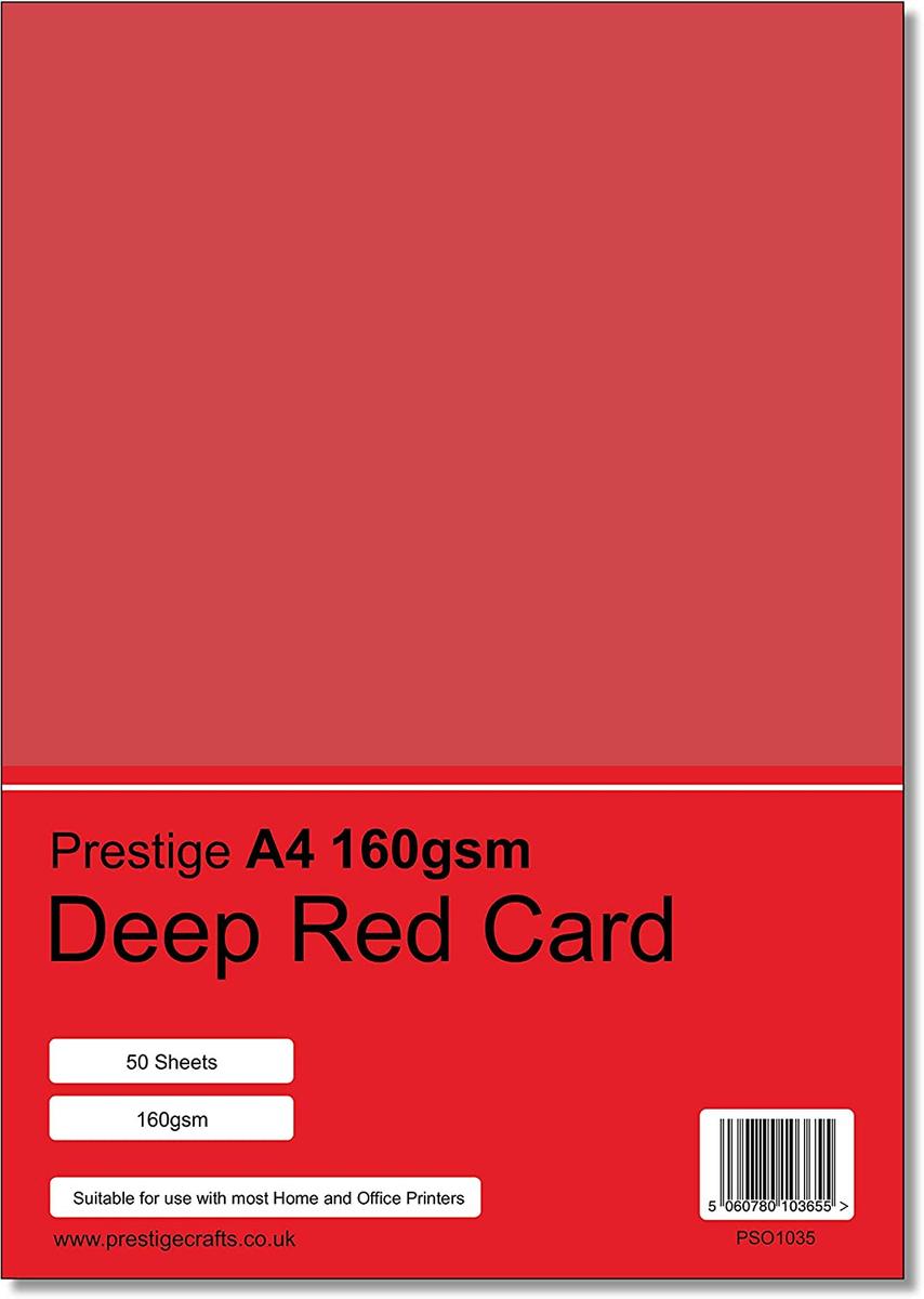 Prestige A4 160gsm Deep Red Card - 50 Sheets per Pack — smooth