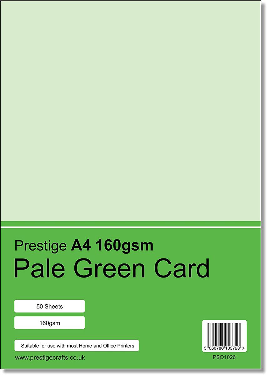 Prestige A4 160gsm Pale Green Card - 50 Sheets per Pack — smooth