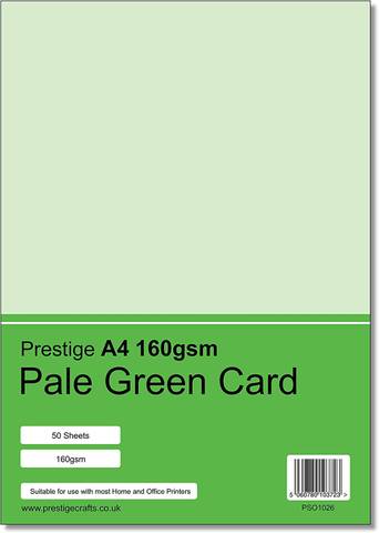 Prestige A4 160gsm Pale Green Card - 50 Sheets per Pack