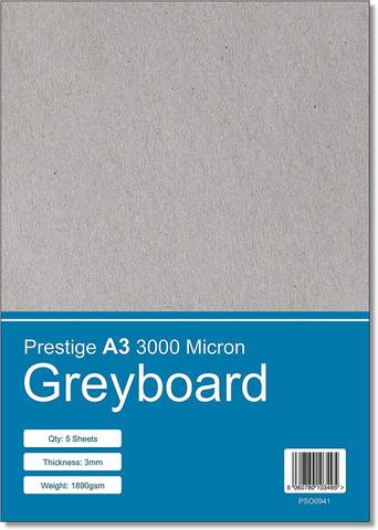 Prestige A3 Greyboard 3000mic - 3mm Thick - 5 Sheets
