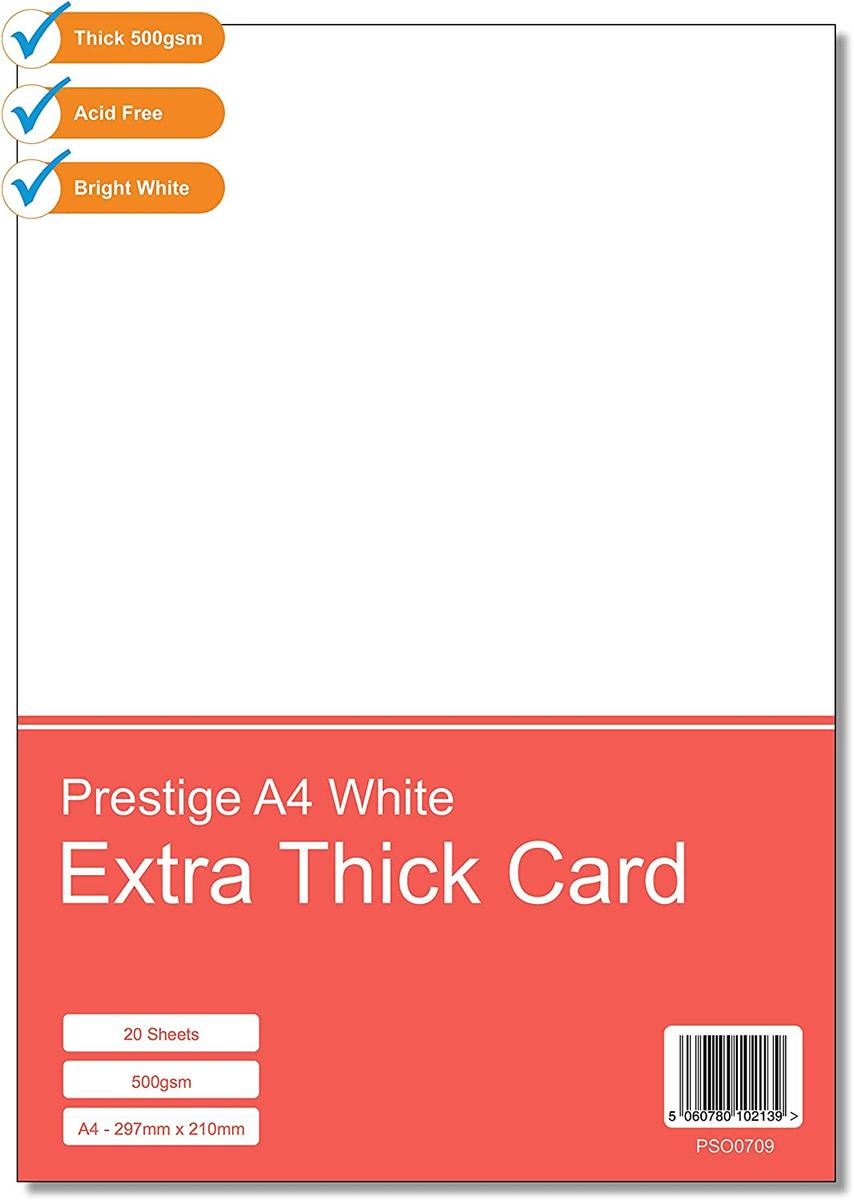 Prestige A4 White 500gsm Card - 20 Sheets — smooth