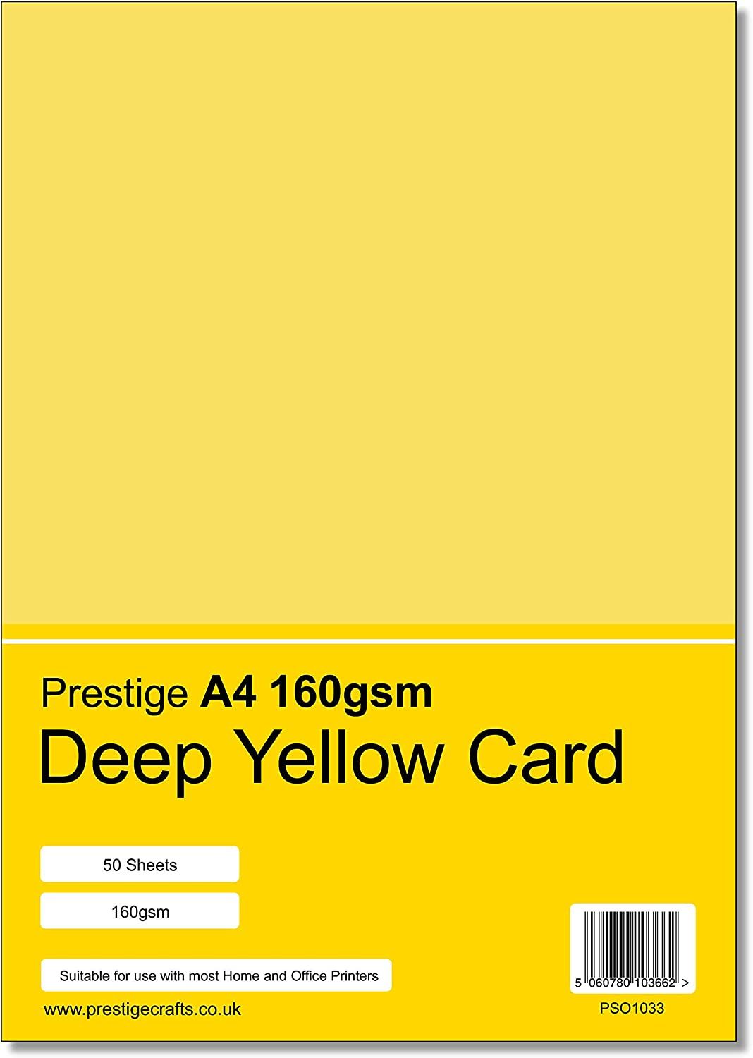 Prestige A4 160gsm Deep Yellow Card - 50 Sheets per Pack