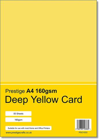 Prestige A4 160gsm Deep Yellow Card - 50 Sheets per Pack